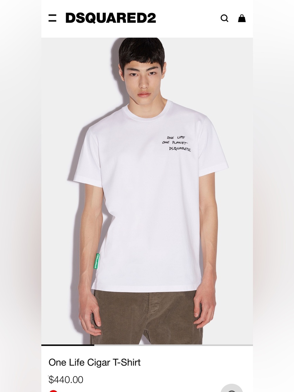 DSQUARED2 White Short Sleeve Crewneck T-Shirt with Chest Script